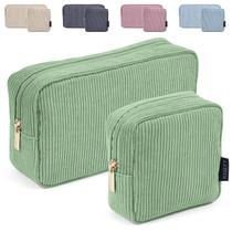 Bolsa de maquiagem MAGEFY Corduroy Cosmetic Bag Green, conjunto de 2
