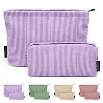 Bolsa de maquiagem MAGEFY Corduroy Purple para bolsa de viagem, 2 peças