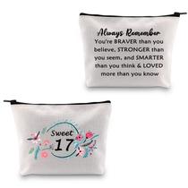 Bolsa de maquiagem MBMSO Sweet 17 Happy 17th Birthday Gift Girl