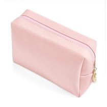 Bolsa de Maquiagem Minimalista de PU - Portátil, Impermeável e para Viagem (Rosa)