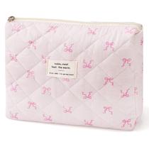 Bolsa de maquiagem MZLUWM grande acolchoada de viagem com laço para mulheres