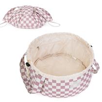 Bolsa de maquiagem Narwey Barrel Drawstring Checkered Dusty Rose