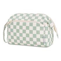 Bolsa de maquiagem Narwey Checkered Mint Green para mulheres