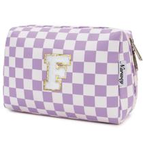 Bolsa de maquiagem Narwey Personalizada Inicial Roxa Letra F