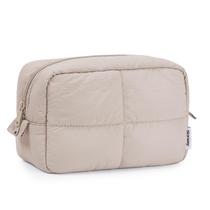 Bolsa de maquiagem Narwey Puffy acolchoada para mulheres que viajam, cáqui