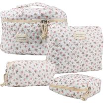 Bolsa de maquiagem NATINSA Cute for Women Travel Cosmetic, 4 peças, vermelha