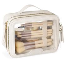 Bolsa de maquiagem PACKISM Double Layer Clear Pebbled Texture Cream Bolsa de maquiagem PACKISM Double Layer Clear Pebbled Texture Cream