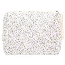 Bolsa de maquiagem PAZIMIIK acolchoada vintage floral roxa para mulheres