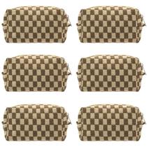 Bolsa de maquiagem PAZIMIIK Checkered Portable Coffee (6 unidades)