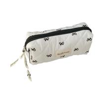 Bolsa De Maquiagem Portátil Em Algodão Matelassado Com Estampa De Cereja Para Mulheres