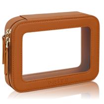 Bolsa de maquiagem Prite Clear Cosmetic Organizer impermeável marrom