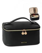 Bolsa de maquiagem Prite de grande capacidade à prova d'água com alça preta
