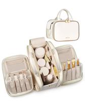Bolsa de maquiagem Prite Waterproof Travel Cosmetic Organizer Beige