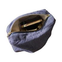 Bolsa De Maquiagem Quadrada Com Estampa Xadrez E Listras, Zíper 3D, Portátil Para Viagem, Necessaire