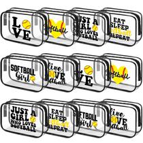 Bolsa de maquiagem Reginary Softball, PVC transparente, 18x12x6cm, 12 unidades Bolsa de maquiagem Reginary Softball, PVC transparente, 18x12x6cm, 12 unidades