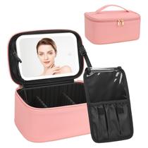 Bolsa de maquiagem Relavel LED Mirror 3 cores rosa claro recarregável