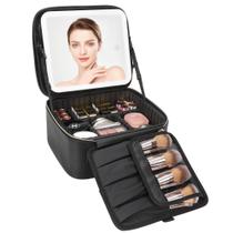 Bolsa de Maquiagem Relavel Travel com Espelho LED e Amplo Armazenamento Bolsa de Maquiagem Relavel Travel com Espelho LED e Amplo Armazenamento