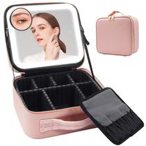 Bolsa de maquiagem RRTide Makeup Train Case com espelho e luz LED