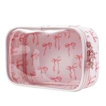 Bolsa de maquiagem RSRSLEII Cute Clear com padrão de laço de nylon 20x13,5 x 6,5 cm Bolsa de maquiagem RSRSLEII Cute Clear com padrão de laço de nylon 20x13,5 x 6,5 cm