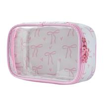 Bolsa de maquiagem RSRSLEII Cute Clear com padrão de laço de nylon 20x14x6cm Bolsa de maquiagem RSRSLEII Cute Clear com padrão de laço de nylon 20x14x6cm