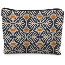 Bolsa de maquiagem RYYCDOI Boho Sunset Leaf Linen com forro impermeável
