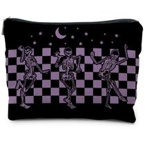 Bolsa de maquiagem RYYCDOI Funny Gothic Skeleton Halloween Purple