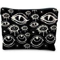 Bolsa de maquiagem RYYCDOI Goth Evil Eyes Witchy Linen impermeável