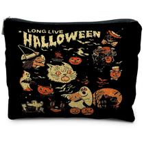 Bolsa de maquiagem RYYCDOI Halloween Witch impermeável de linho 25x18cm