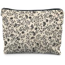 Bolsa de maquiagem RYYCDOI Vintage Halloween Pumpkins Wine Linen