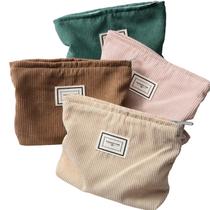 Bolsa de maquiagem Sanwuta Velvet Corduroy, pacote com 4, cor fresca, 26x18cm Bolsa de maquiagem Sanwuta Velvet Corduroy, pacote com 4, cor fresca, 26x18cm