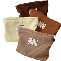 Bolsa de maquiagem Sanwuta Velvet Corduroy, pacote com 4 unidades, xadrez de cor escura Bolsa de maquiagem Sanwuta Velvet Corduroy, pacote com 4 unidades, xadrez de cor escura
