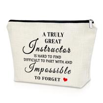 Bolsa de maquiagem Sazuwu, presente de instrutor para mulheres, algodão branco Bolsa de maquiagem Sazuwu, presente de instrutor para mulheres, algodão branco