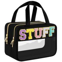 Bolsa de maquiagem SIMBOOM Clear Letter Black Tamanho L à prova d'água Bolsa de maquiagem SIMBOOM Clear Letter Black Tamanho L à prova d'água