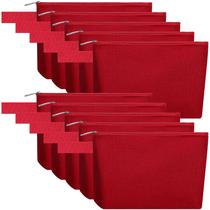 Bolsa de maquiagem Sinzip de lona de algodão com alça, 10 peças vermelhas (L)