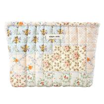 Bolsa de maquiagem Sminra Floral Cotton Acolchoada Organizer Azul Bolsa de maquiagem Sminra Floral Cotton Acolchoada Organizer Azul