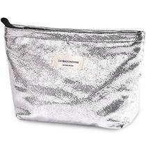 Bolsa de maquiagem Sminra Preppy Canvas Toiletry Bag Silver for Women Bolsa de maquiagem Sminra Preppy Canvas Toiletry Bag Silver for Women