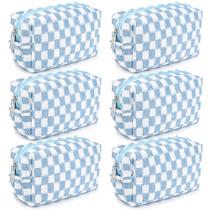 Bolsa de maquiagem SOIDRAM Checkered Blue Cosmetic Travel Bag x6