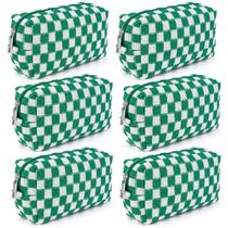 Bolsa de maquiagem SOIDRAM Checkered Green Preppy Cosmetic Bag x6