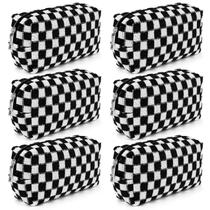 Bolsa de maquiagem SOIDRAM Checkered Preppy Black 6 unidades com bricolage