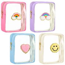 Bolsa de maquiagem Spiareal Preppy Patch, conjunto transparente de 4 náilon Bolsa de maquiagem Spiareal Preppy Patch, conjunto transparente de 4 náilon