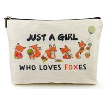 Bolsa de maquiagem Suemetic Fox Linen para mulheres e meninas 25x5x18cm Bolsa de maquiagem Suemetic Fox Linen para mulheres e meninas 25x5x18cm
