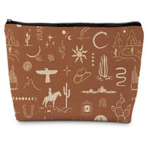 Bolsa de maquiagem Supwhd Vintage Western Cosmetic Bag para mulheres