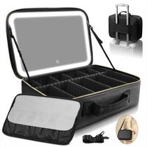 Bolsa de maquiagem Suupvaor Large Travel com espelho LED de 15” e 3 cores Bolsa de maquiagem Suupvaor Large Travel com espelho LED de 15” e 3 cores
