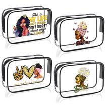 Bolsa de maquiagem Sweetude Afro-American Clear Travel 4 unidades Bolsa de maquiagem Sweetude Afro-American Clear Travel 4 unidades