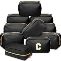 Bolsa de maquiagem Sweetude Preppy PU Leather 10 peças preta