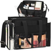 Bolsa de maquiagem TANTO Travel Extra Large com divisórias em PVC transparente Bolsa de maquiagem TANTO Travel Extra Large com divisórias em PVC transparente