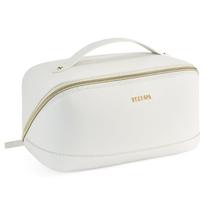 Bolsa de maquiagem Telena Large Capacity Travel PU Leather Beige