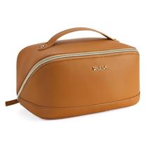 Bolsa de maquiagem Telena Large Capacity Travel PU Leather Brown