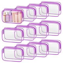 Bolsa de maquiagem TISRATOK Clear, 12 peças para mulheres, roxa de viagem Bolsa de maquiagem TISRATOK Clear, 12 peças para mulheres, roxa de viagem