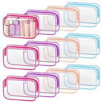 Bolsa de maquiagem TISRATOK Clear para mulheres, 12 peças com zíper multicolorido